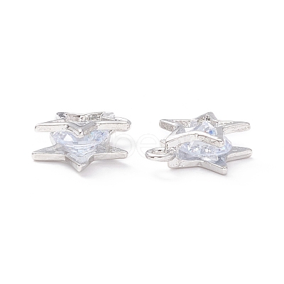 Alloy Clear Cubic Zirconia Charms ZIRC-A022-01P-1