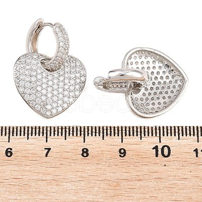 Brass Micro Pave Clear Cubic Zirconia Hoop Dangle Earrings EJEW-G471-30E-P-1