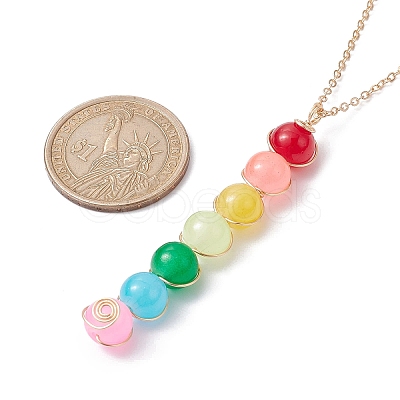 Colorful Glass Round Beaded Pendant Necklaces NJEW-JN04581-01-1