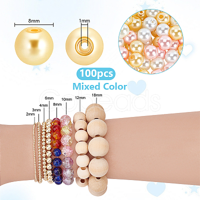 Barely Pink Mix Pearlized Glass Pearl Beads HY-PH0006-8mm-01-1