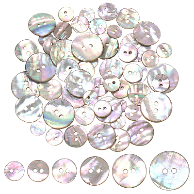 120Pcs 6 Styles 2-Hole Shell Buttons BUTT-ME0001-45-1