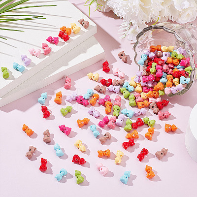 300Pcs Opaque Acrylic Kitten Beads MACR-ME0001-09-1