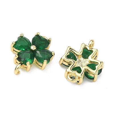 Saint Patrick's Day Glass Clover Connector Charms KK-P348-03G-1