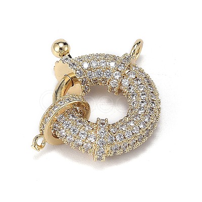 Brass Micro Pave Clear Cubic Zirconia Spring Ring Clasps ZIRC-F120-013G-1