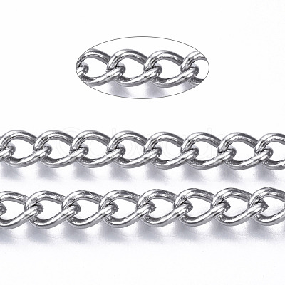 Tarnish Resistant 304 Stainless Steel Curb Chains CHS-N001-07P-1