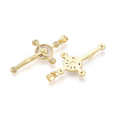 Religion Brass Micro Pave Cubic Zirconia Pendants KK-T073-47G-1