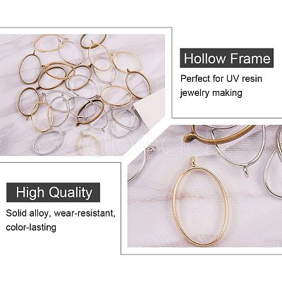 Olycraft Rack Plating Alloy Open Back Bezel Pendants PALLOY-OC0001-11-1