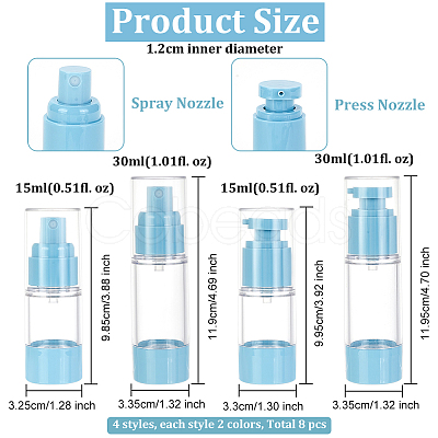 Olycraft 8Pcs 8 Styles PETG Portable Refillable Bottles FIND-OC0002-80-1