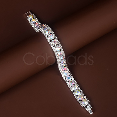 Square Alloy Rhinestone Cup Chain Bracelets for Women WG1D83C-09-1