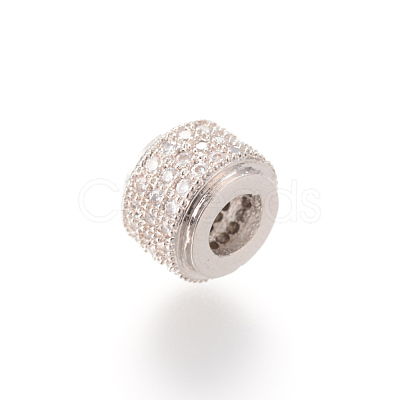 Brass Micro Pave Cubic Zirconia European Beads ZIRC-S053-YS013-2-1