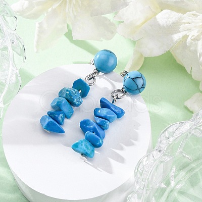 Natural Mixed Stone Dangle Stud Earrings EJEW-JE06371-1