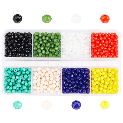 HOBBIESAY 1496Pcs 8 Colors Faceted Rondelle Glass Beads GLAA-HY0001-27-1