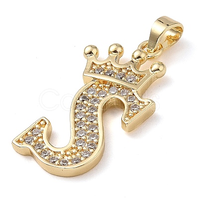 Rack Plating Brass Micro Pave Cubic Zirconia Pendants KK-D535-01S-RS-1