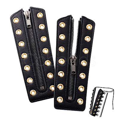 Cowhide Leather Lace-in Boot Zipper Inserts DIY-WH0499-06A-05-1