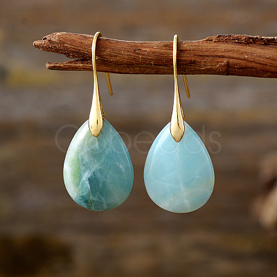 Teardrop Brass Dangle Earrings FS-WGF2982-06-1