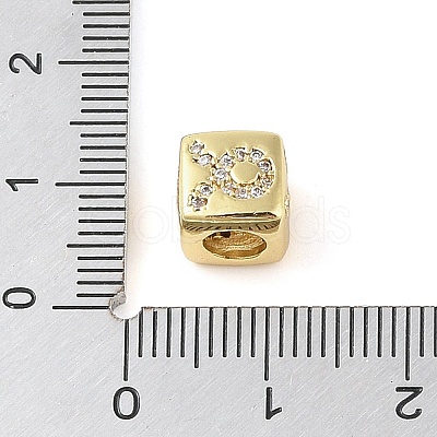 Brass Micro Pave Clear Cubic Zirconia European Beads KK-K368-01G-02-1