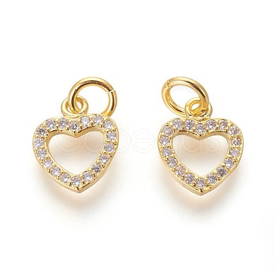 Brass Micro Pave Cubic Zirconia Charms ZIRC-J021-03G-RS-1