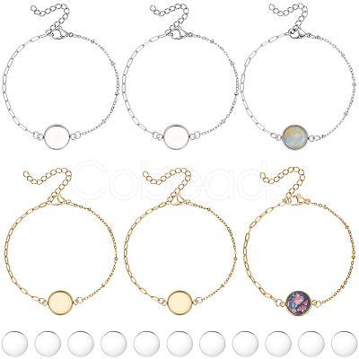 16Pcs 2 Colors 304 Stainless Steel Paperclip Chain Satellite Chain Bracelet Making BJEW-SP0001-32A-1