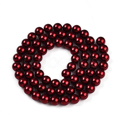 Baking Paint Pearlized Glass Pearl Bead Strands X-HY-N002-6mm-A13-1