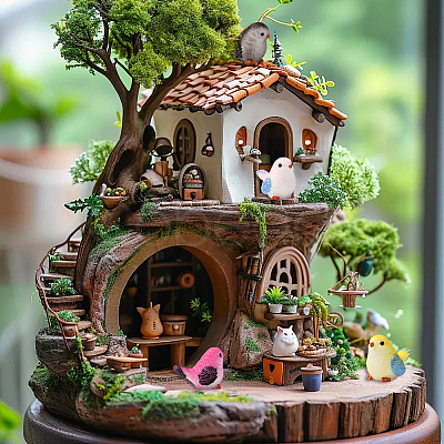 24Pcs 8 Colors Resin Birds Figurine Display Decorations DJEW-SP0001-16-1