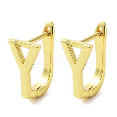 Brass Letter Stud Earrings for Women EJEW-A038-01Y-G-1