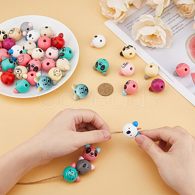 Animal Theme Wood European Beads WOOD-DC0001-22-1