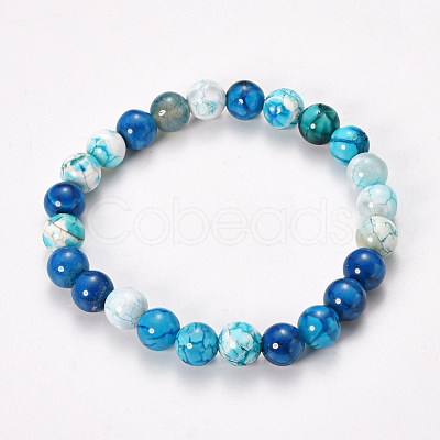 Natural Weathered Agate Beaded Stretch Bracelets X-BJEW-Q692-04H-1