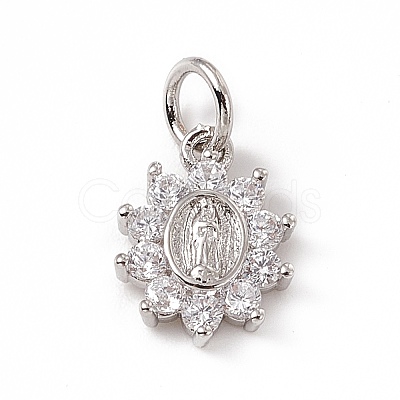 Brass Micro Pave Cubic Zirconia Charms ZIRC-F132-36P-1