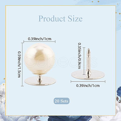 20Pcs ABS Plastic Pearl No Sewing Buttons BUTT-CY0001-22A-1