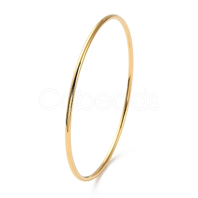 Ion Plating(IP) 304 Stainless Steel Simple Plain Bangle for Women High Polished BJEW-F461-01A-G-1