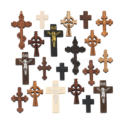 150Pcs 15 Style Wood Pendants WOOD-FW0001-04-1