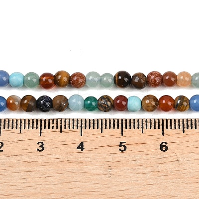 Natural & Synthetic Mixed Gemstone Beads Strands G-B171-B02-4mm-1