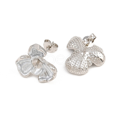 Brass Enamel Stud Earring Findings KK-CBA58F9-01P-02-1