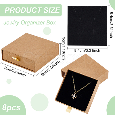 Kraft Paper Necklace Earring Storage Gift Drawer Boxes CON-WH0095-87B-1