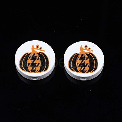 Autumn Theme Printed Natural Wood Beads WOOD-T021-89-1