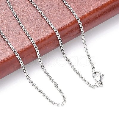 Tarnish Resistant 304 Stainless Steel Necklaces Unisex Rolo Chain Necklaces NJEW-507L-6-1
