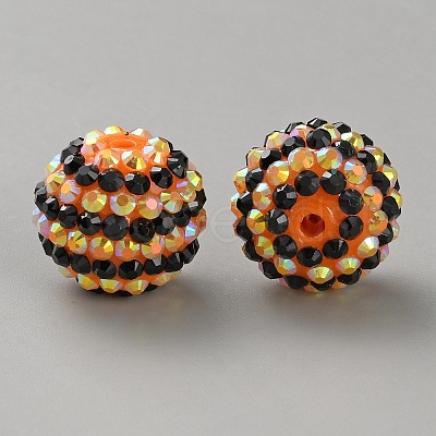 Halloween Theme Resin Rhinestone Beads RB-WH0003-08O-1