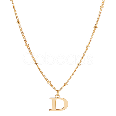 1Pc Brass Chain & 304 Stainless Steel Letter Pendant Necklaces NJEW-LP0001-35D-G-1