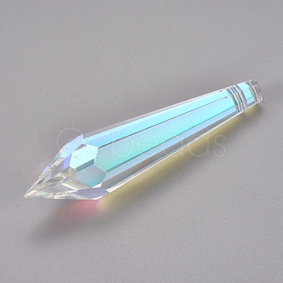 Transparent Glass Big Cone Pendulum Pendants GLAA-WH0015-34E-1