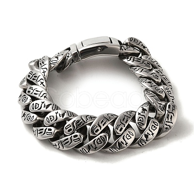 304 Stainless Steel Cuban Link Chain Bracelets for Women Men BJEW-Q341-06F-AS-1