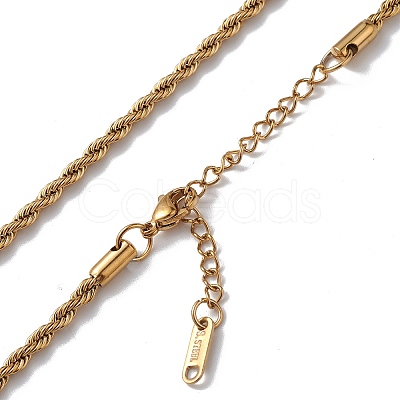 Ion Plating(IP) 304 Stainless Steel Rope Chain Necklace for Men Women NJEW-K245-023A-1