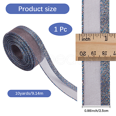 Sparkle Polyester & Metallic Mesh Ribbon for Bowknot Making OCOR-WH20007-19B-1