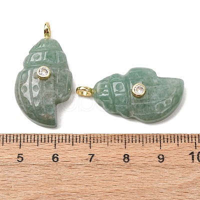 Natural Green Aventurine Carved Pendants G-H357-05G-05-1