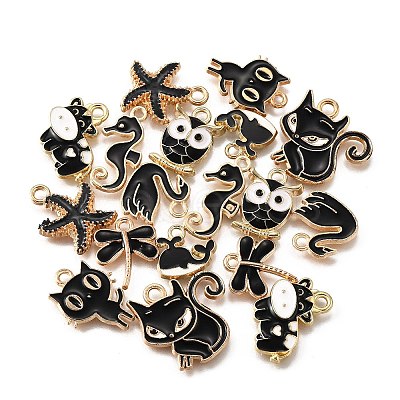 18Pcs 9 Styles Alloy Enamel Pendants ENAM-FP0002-35-1