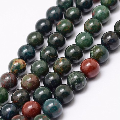 Natural Indian Bloodstone Beads Strands G-G735-33-6mm-1
