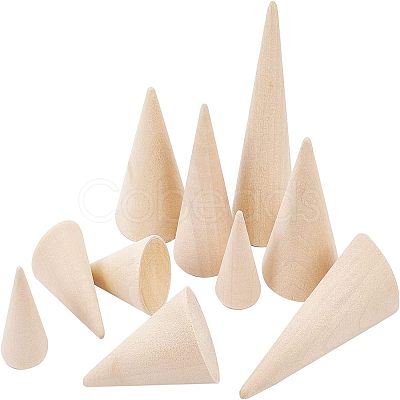 10Pcs 5 Style Wooden Ring Displays RDIS-FG0001-18-1
