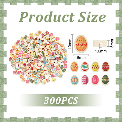 300Pcs Printed Handmade Polymer Clay Beads CLAY-UN0001-01-1