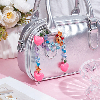 1Pc Alloy & Resin Heart Bag Charms FIND-UN0010-34A-1