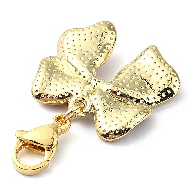 Bowknot Alloy Enamel Pendant Decorations HJEW-JM02209-1