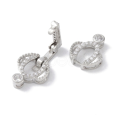 Rack Plating Brass Micro Pave Clear Cubic Zirconia Fold Over Clasps KK-NH0002-03F-P-1